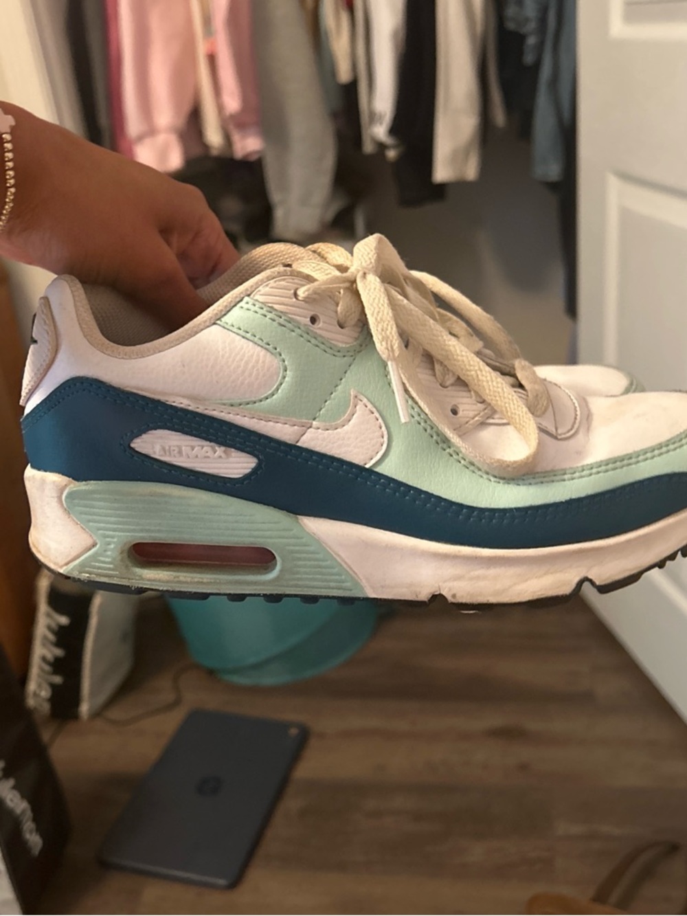 Nike Women’s Air Max Low Top Sneakers in White, Mint & Teal